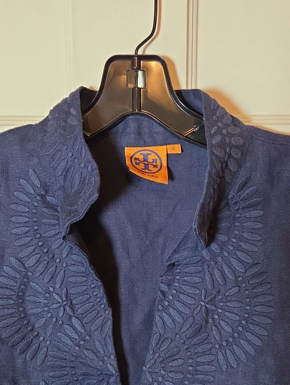 Tory Burch Linen Tory Tunic In Tonal Navy Size 6